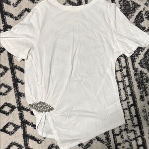 Elegant White asymmetrical Top with Embellished Detail - Bridal!